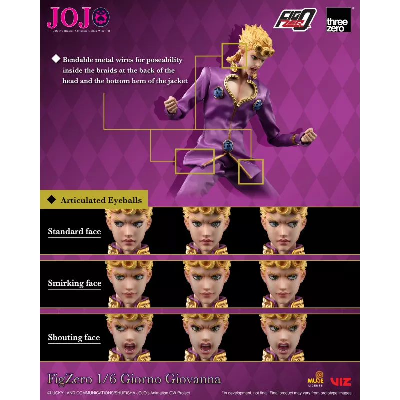 JOJO's Bizarre Adventure Giorno Giovanna - figura coleccionable de Threezero