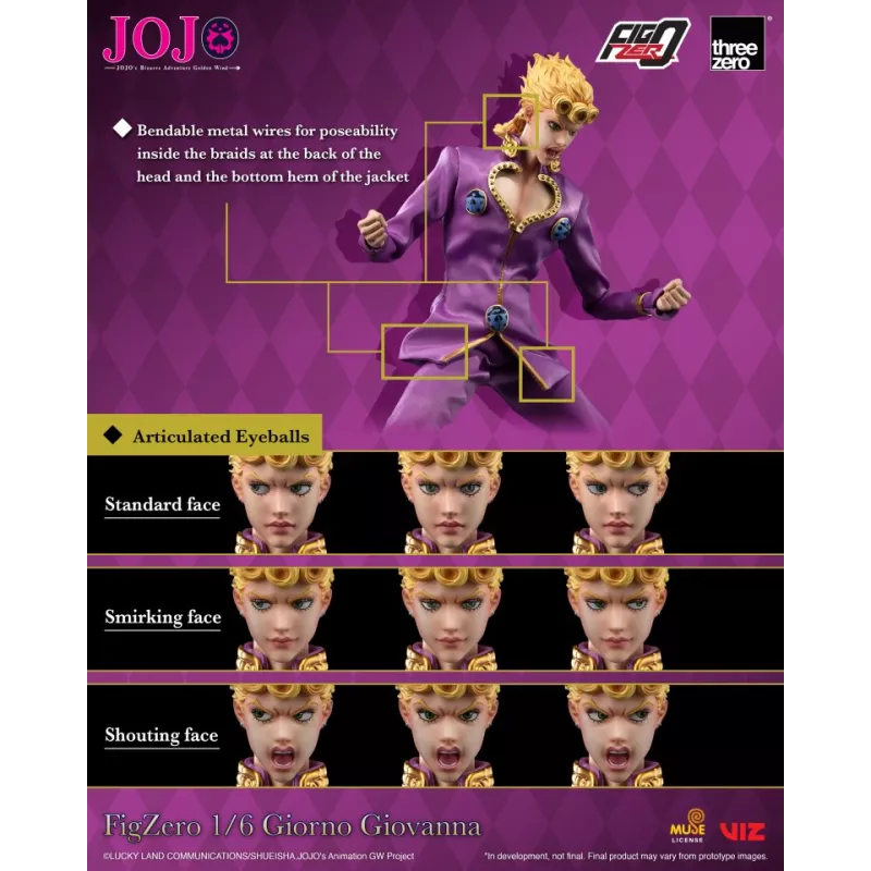 JOJO's Bizarre Adventure Giorno Giovanna - figura coleccionable de Threezero