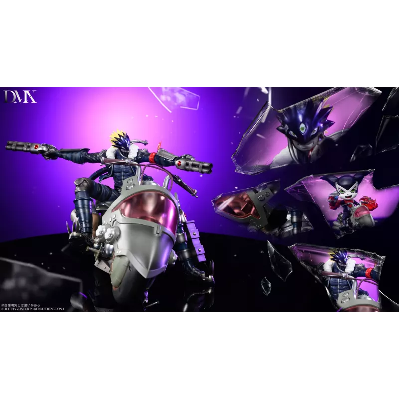 Digimon Beelzebumon & Impmon de moto - Collection DMX Studio