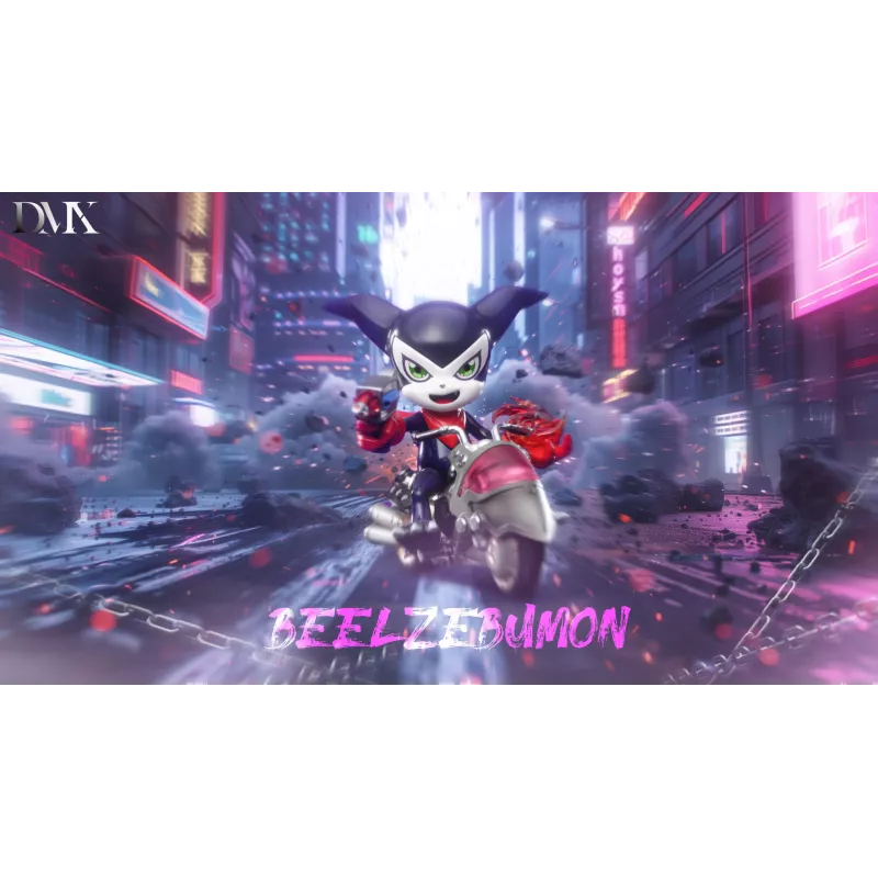 Digimon Beelzebumon & Impmon de moto - Collection DMX Studio