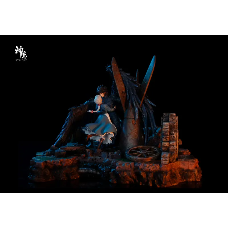 Howl's Moving Castle Silhouette Moments Series Howl & Sophie Embrace Amidst the Flames SY Studio