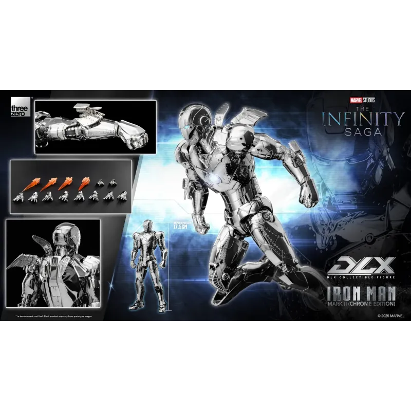 Marvel The Infinity Saga DLX Iron Man Mark 2 Chrome Edition ThreeZero