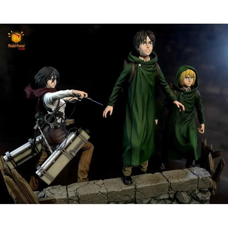 Attack On Titan The Basement Trio Mikasa & Armin & Eren Model Power Studio