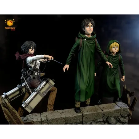 Attack On Titan The Basement Trio Mikasa & Armin & Eren Model Power Studio