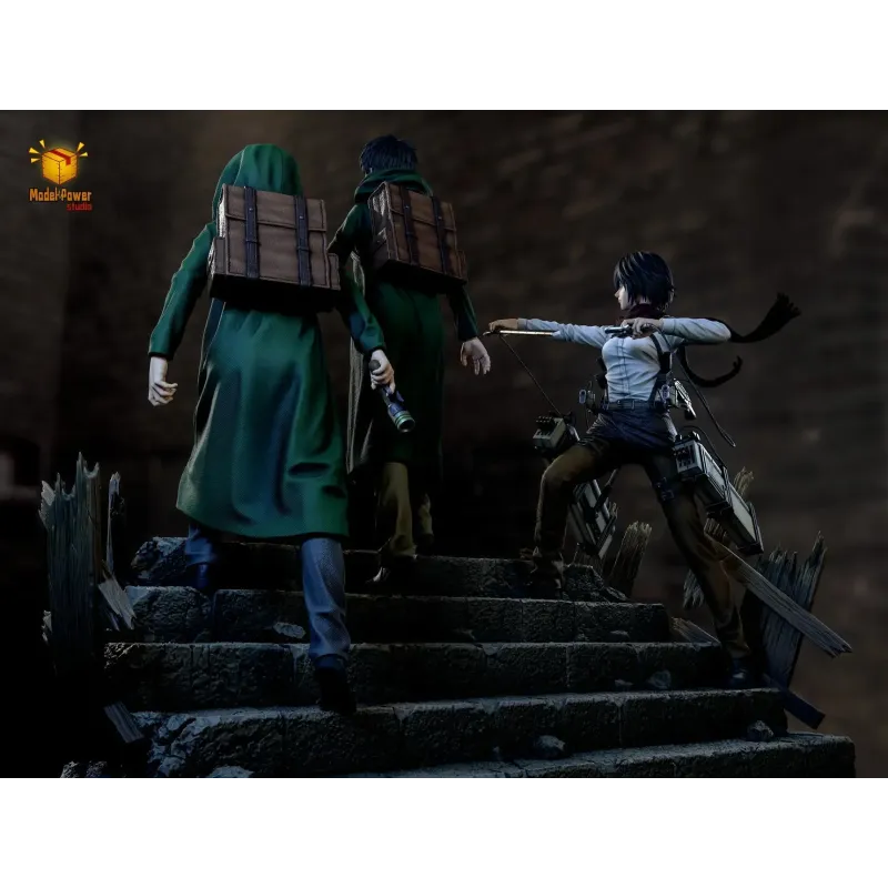 Attack On Titan The Basement Trio Mikasa & Armin & Eren Model Power Studio