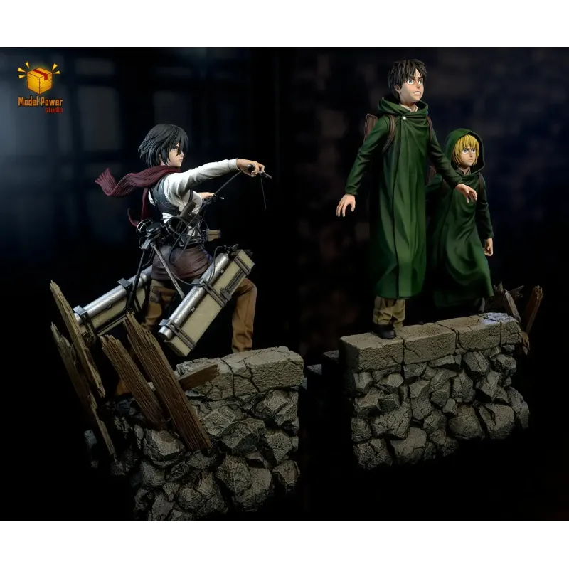 Attack On Titan The Basement Trio Mikasa & Armin & Eren Model Power Studio