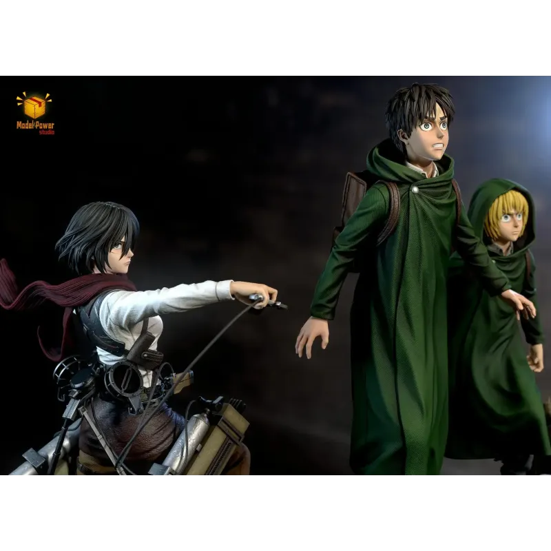 Attack On Titan The Basement Trio Mikasa & Armin & Eren Model Power Studio