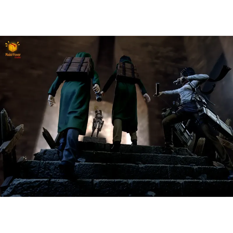 Attack On Titan The Basement Trio Mikasa & Armin & Eren Model Power Studio