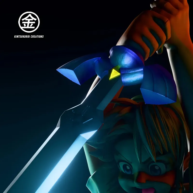 The Legend of Zelda Young Link Pulling Master Sword KINTSUKUROI CREATIONS