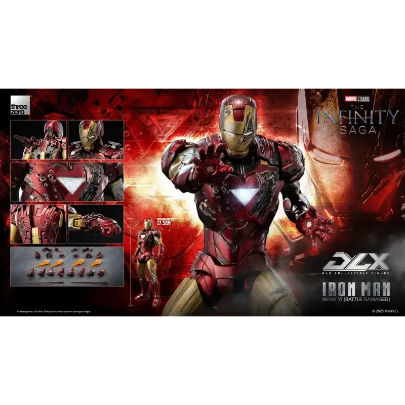 Marvel Studios The Infinity Saga DLX Iron Man Mark 6 Battle Damaged Ver Threezero
