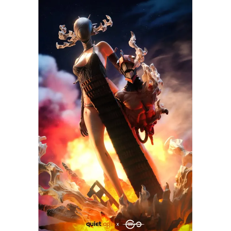 Chainsaw Man Bomb Demon Bom & Reze & Kiss Busts QuietArt Studio & Hera Studio