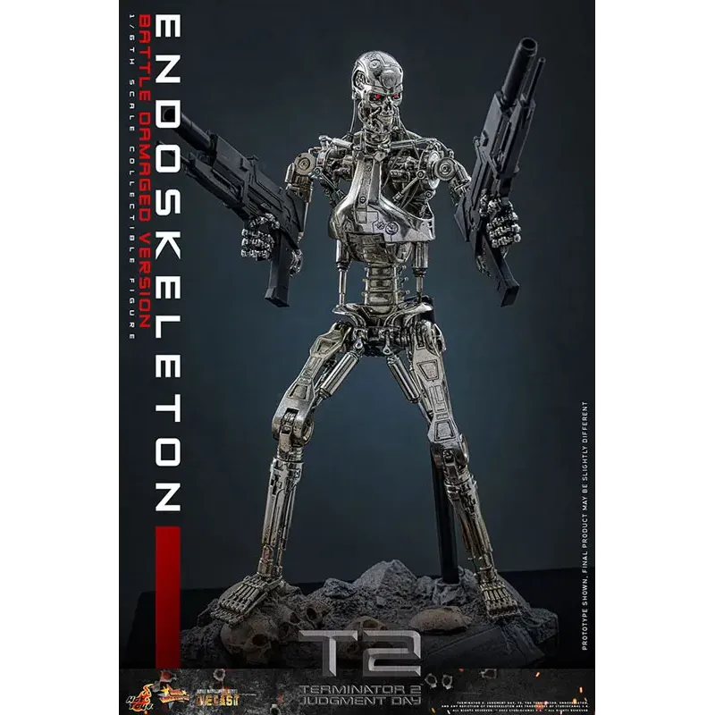 The Terminator T800 Endoskeleton HOTTOYS 1/6 Diecast - Battle Damage