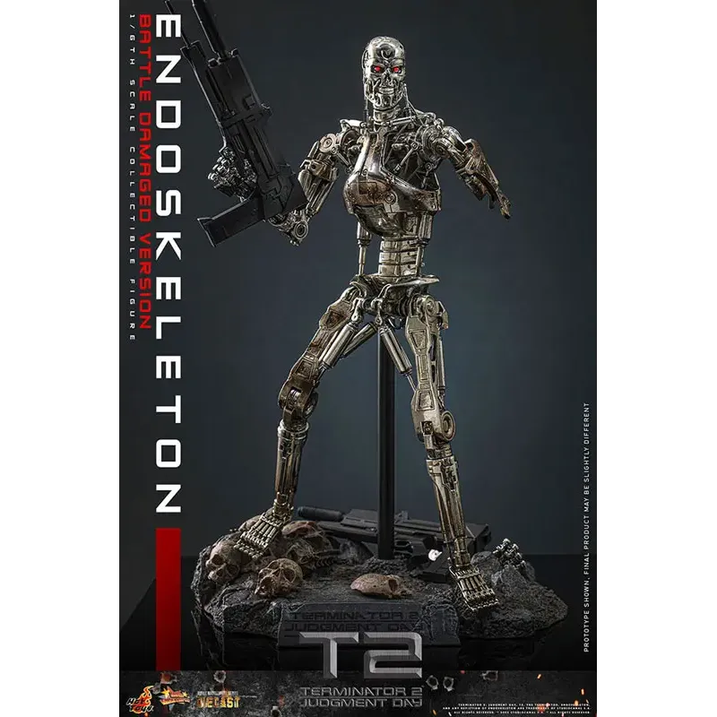 The Terminator T800 Endoskeleton HOTTOYS 1/6 Diecast - Battle Damage