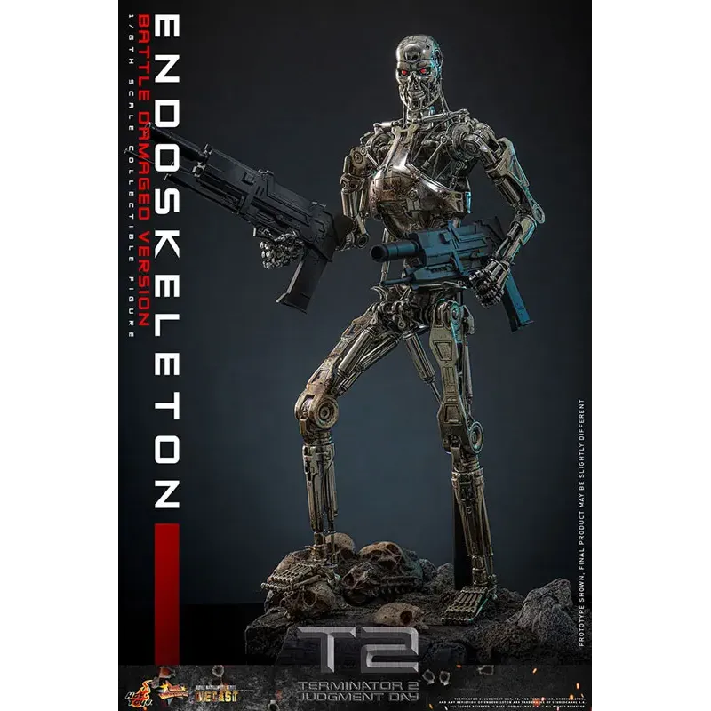 The Terminator T800 Endoskeleton HOTTOYS 1/6 Diecast - Battle Damage