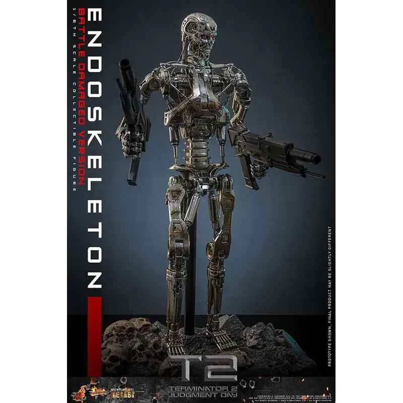 The Terminator T800 Endoskeleton HOTTOYS 1/6 Diecast - Battle Damage