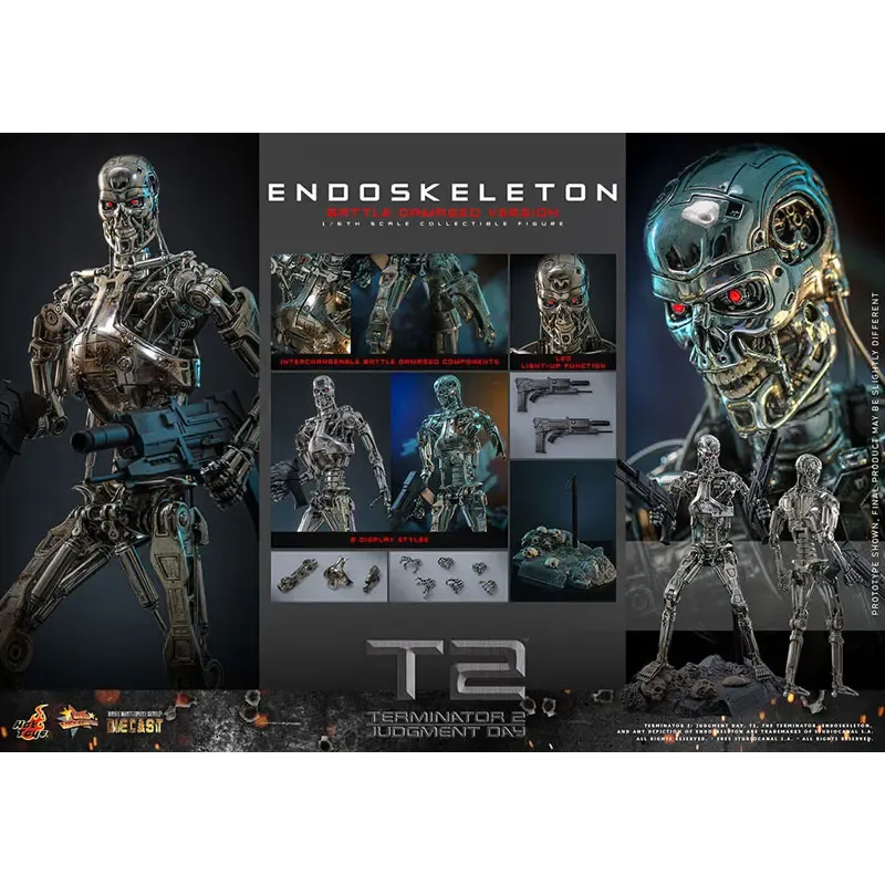 The Terminator T800 Endoskeleton HOTTOYS 1/6 Diecast - Battle Damage