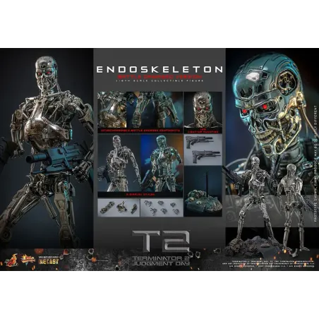 The Terminator T800 Endoskeleton HOTTOYS 1/6 Diecast - Battle Damage