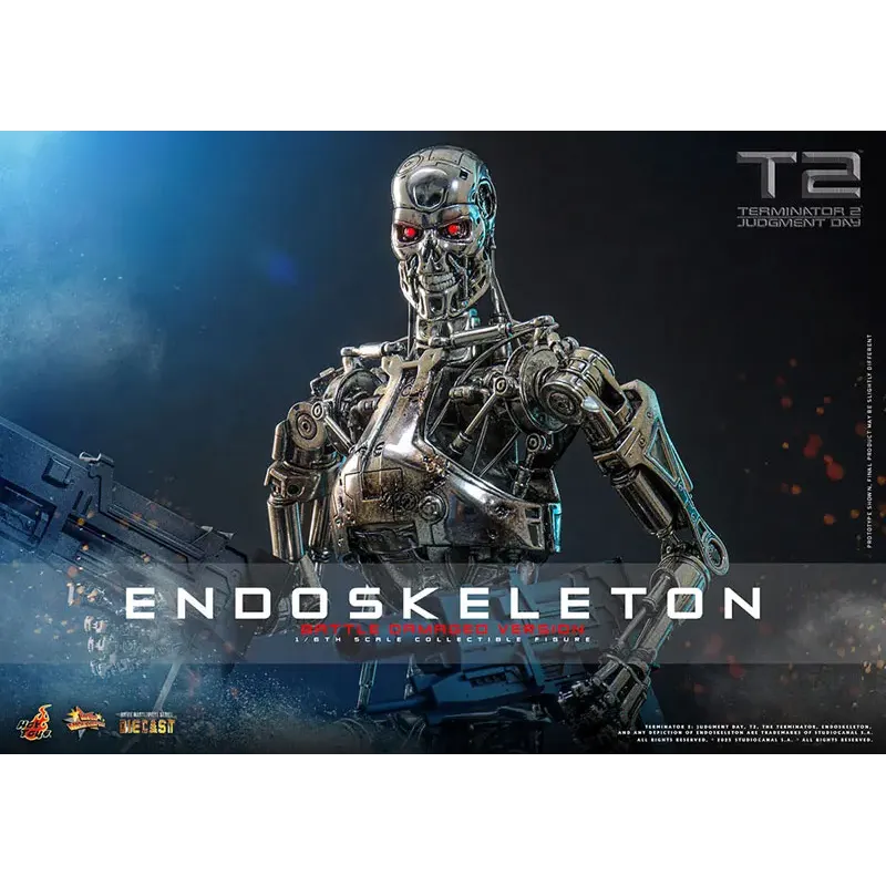 The Terminator T800 Endoskeleton HOTTOYS 1/6 Diecast - Battle Damage