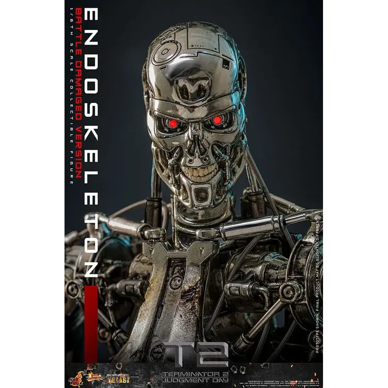 The Terminator T800 Endoskeleton HOTTOYS 1/6 Diecast - Battle Damage