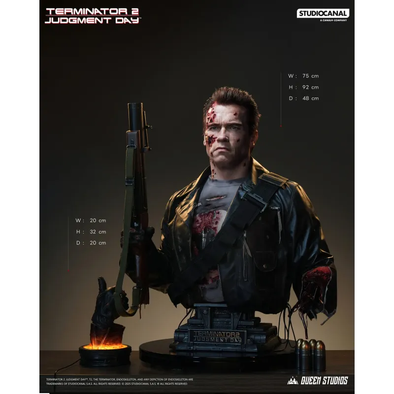 Terminator 2 T-800 Battle Damaged (Mechanical) Life Size Bust Queen Studios