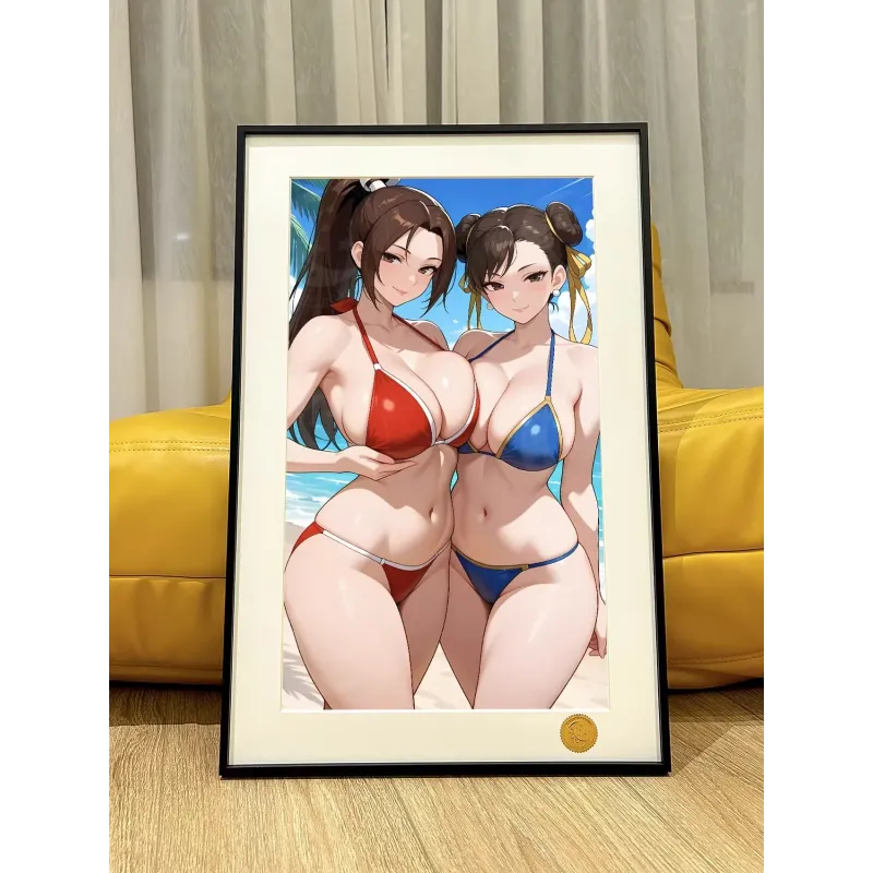Street Fighter x The King of Fighters Mai Shiranui x ChunLi Decorative Painting XingKong Studio