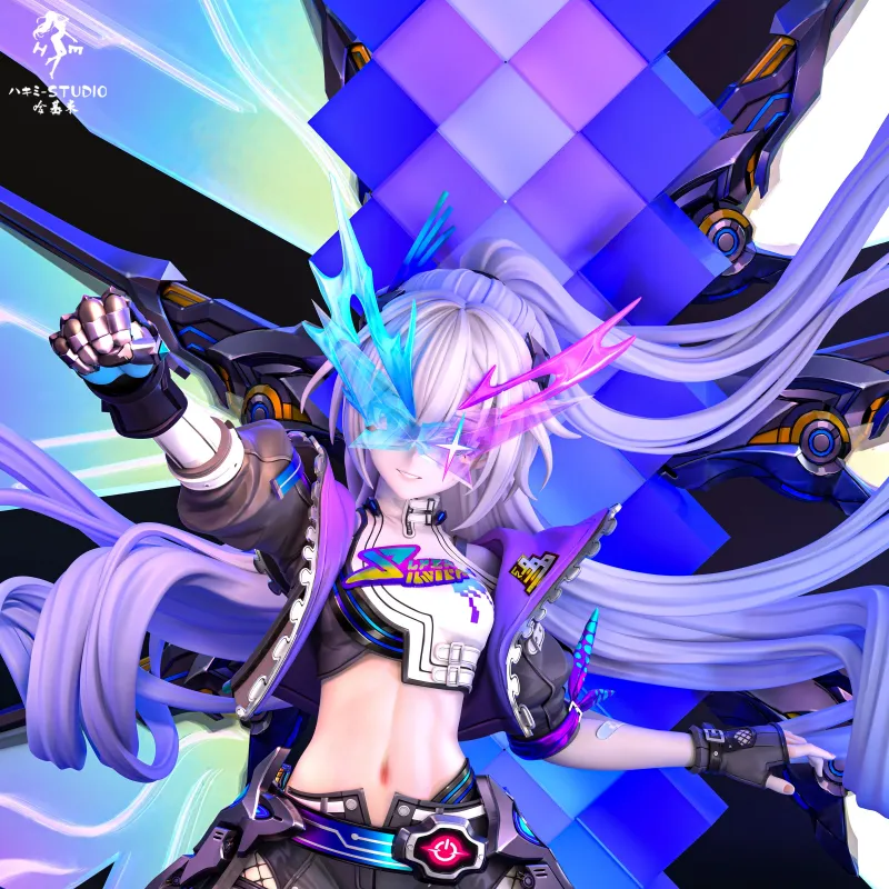 LV.999 Loup Argent Hajimi Studio - Art Exclusif et Unique