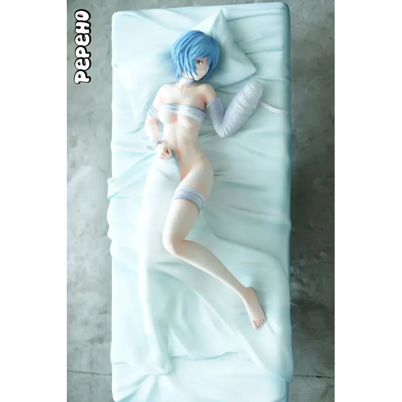 Neon Genesis Evangelion Rei Ayanami lying on hospital bed Pepeho Studio