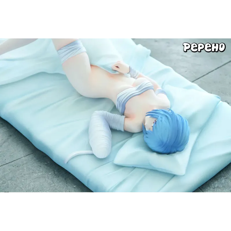 Neon Genesis Evangelion Rei Ayanami lying on hospital bed Pepeho Studio