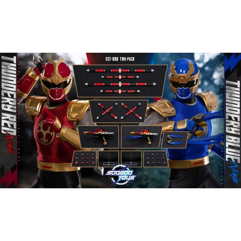 Power Rangers Thundery Red Ninja & Thunder Blue Ninja SooSooToys
