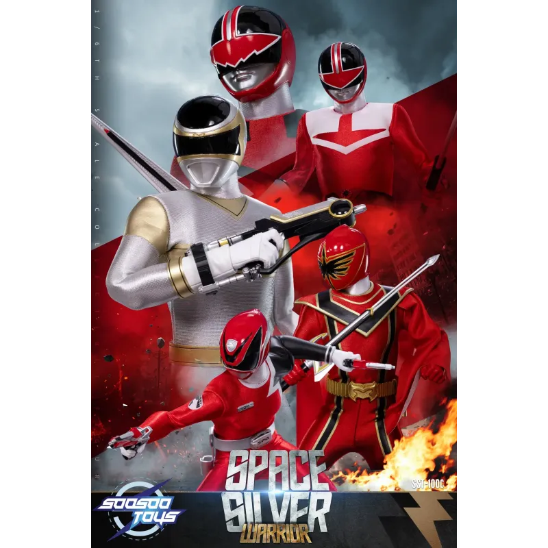 Power Rangers Mystic Force Fire Mage Ranger & Cheetah Buster & Space Silver Warrior & All-in-one Cyborg SooSooToys