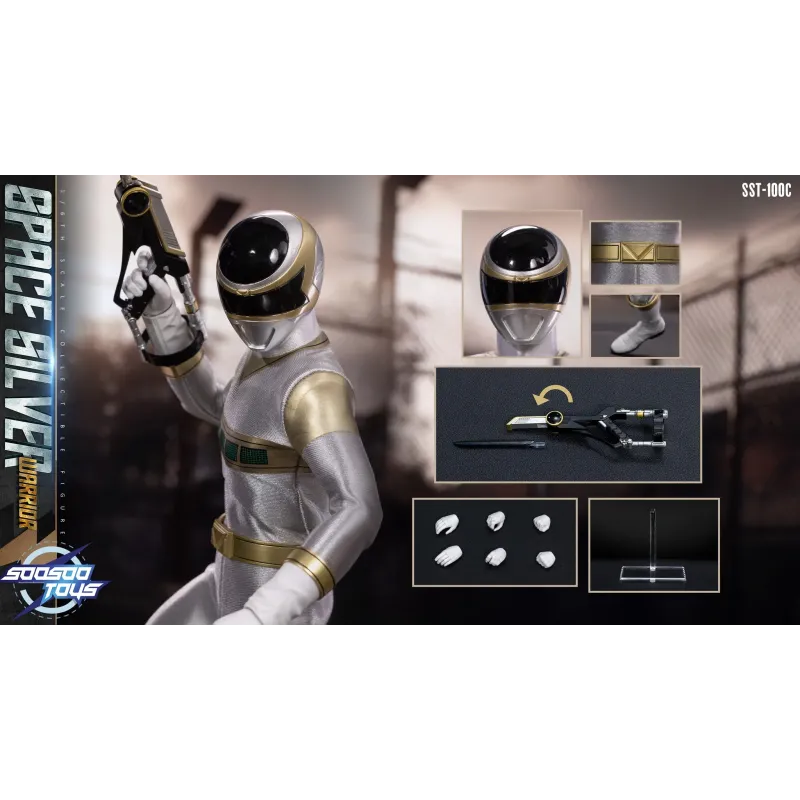 Power Rangers Mystic Force Fire Mage Ranger & Cheetah Buster & Space Silver Warrior & All-in-one Cyborg SooSooToys