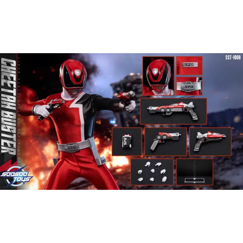 Power Rangers Mystic Force Fire Mage Ranger & Cheetah Buster & Space Silver Warrior & All-in-one Cyborg SooSooToys