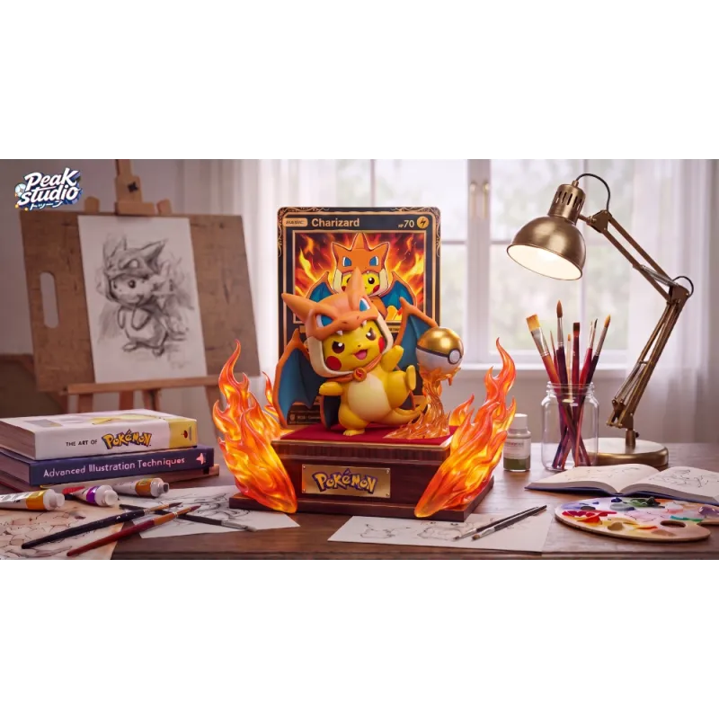 Pokémon Pikachu et Charizard dans Peak Studio - Collection Unique !